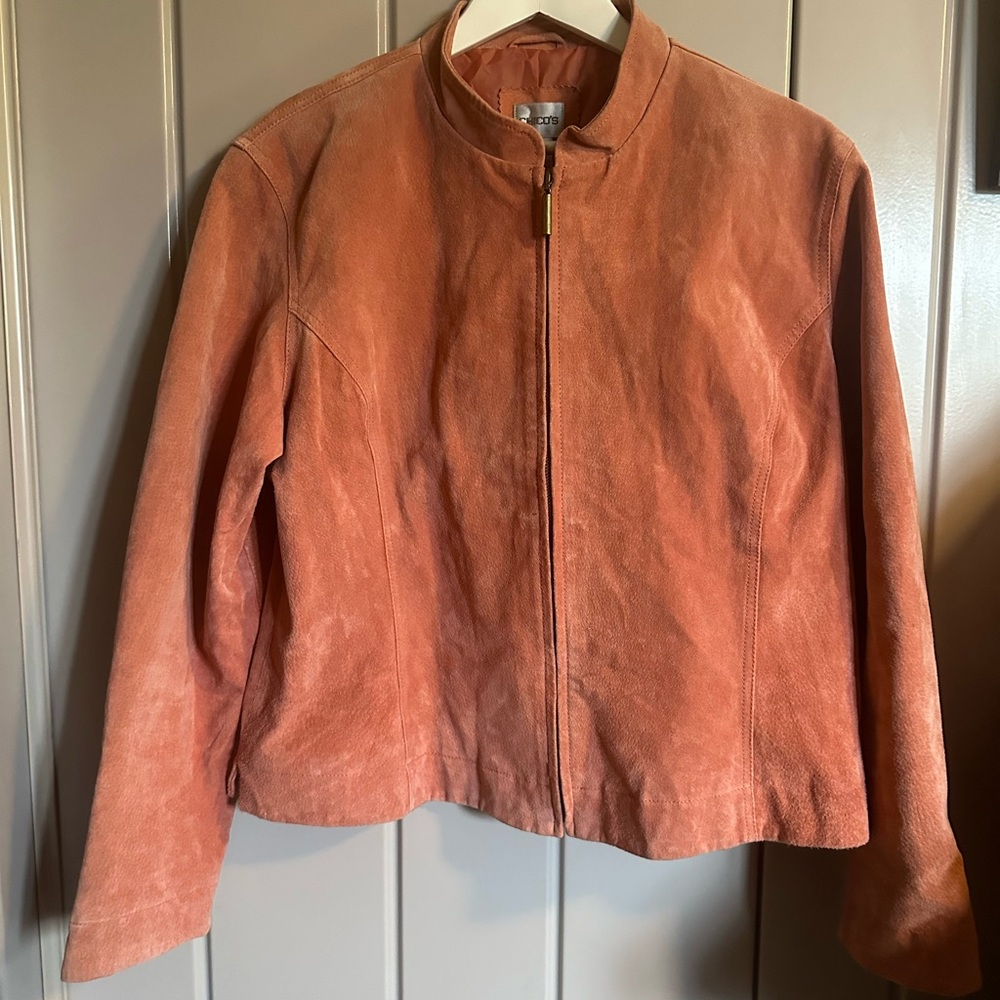 Vintage real leather Chico’s dusty pink jacket size 3 XL Size 16